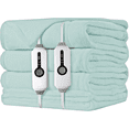 thumbnail image 2 of SUNNY HEAT Electric Heated Blanket Queen Size 84" x 90" Soft Flannel with 4 Levels Heating & 10Hs Auto off, Dual Controllers, Machine Washable, Spa Green, 2 of 7
