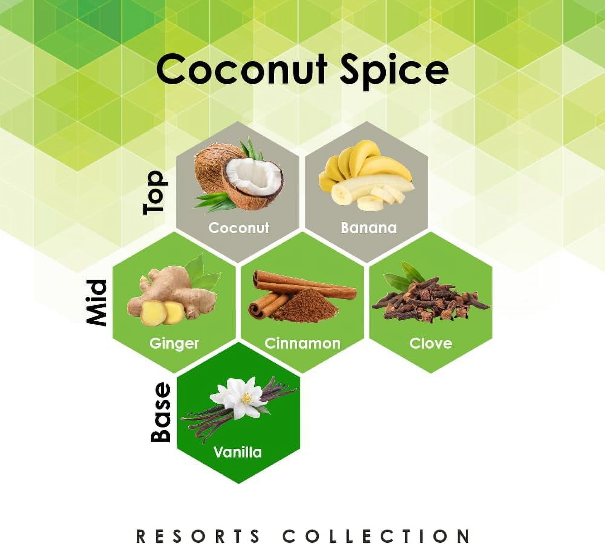 Coconut Spice 4 oz Refill for Oil Diffuser Scent Machine with Coconut, Cinnamon, Vanilla, & More Notes