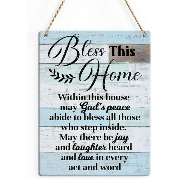 Rustic Blessing Quote Wood Decor Sign, Bless This Home Within This House Printed Wood Sign Wall Art, Hanging Door Sign, Housewarming Decorative Wood Sign Home Decor 8x10