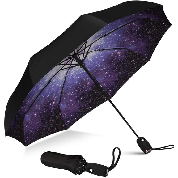 Umbrella Windproof Travel Umbrella - Compact, Light, Automatic, Strong and Portable - Wind Resistant, Small Folding Backpack Umbrella for Rain - Men and Women