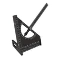 thumbnail image 1 of Regla triangular cuadrada, multiángulo ajustable para carpintería, herramienta versátil de medición y diseño, transportador para carpinteros. Negro, 1 of 9
