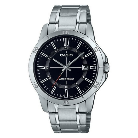 Casio Men’s Black Dial Stainless Steel Bracelet Watch - Casio MTP‑V004D‑1CUDF
