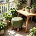 thumbnail image 5 of Leather Footrest, Thickened Foam Upholstered Seat, Wooden Legs, Under Desk Shoe Bench Small Bench for Living Room Dining Room,11''x10'', 5 of 7
