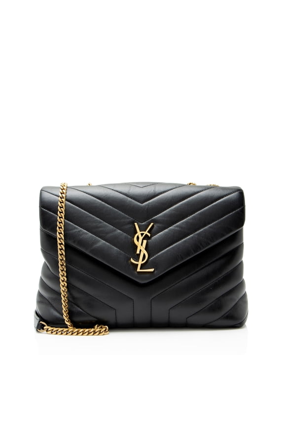 Pre-Owned Saint Laurent Matelasse Calfskin Monogram LouLou Chain Medium Shoulder Bag