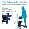 thumbnail image 5 of Andador con ruedas Vive Mobility - Andador médico plegable de 4 ruedas con asiento y bolsa - Ayuda de movilidad para adultos, personas mayores y personas con discapacidad (azul océano, bolsa negra), 5 of 5