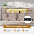 thumbnail image 4 of King Size Farmhouse Bed Frame with Bookcase and Storage Cabinets Headboard, Wood Platform Bed with LED Lights & 4 Drawers No Box Spring Needed, Gray, 4 of 8