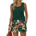 thumbnail image 2 of Women's Summer 2 Piece Outfits Hawaiian Square Neck Sleeveless Lounge Set Casual Summer Two Piece Workout Matching Lounge Sets with Pockets, 2 of 5