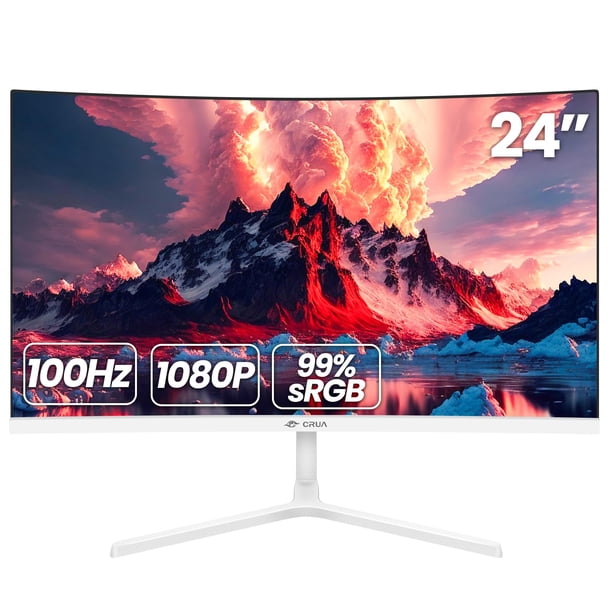 Monitor curvo CRUA 24" FHD (1920 × 1080p) 100 Hz 99% sRGB blanco