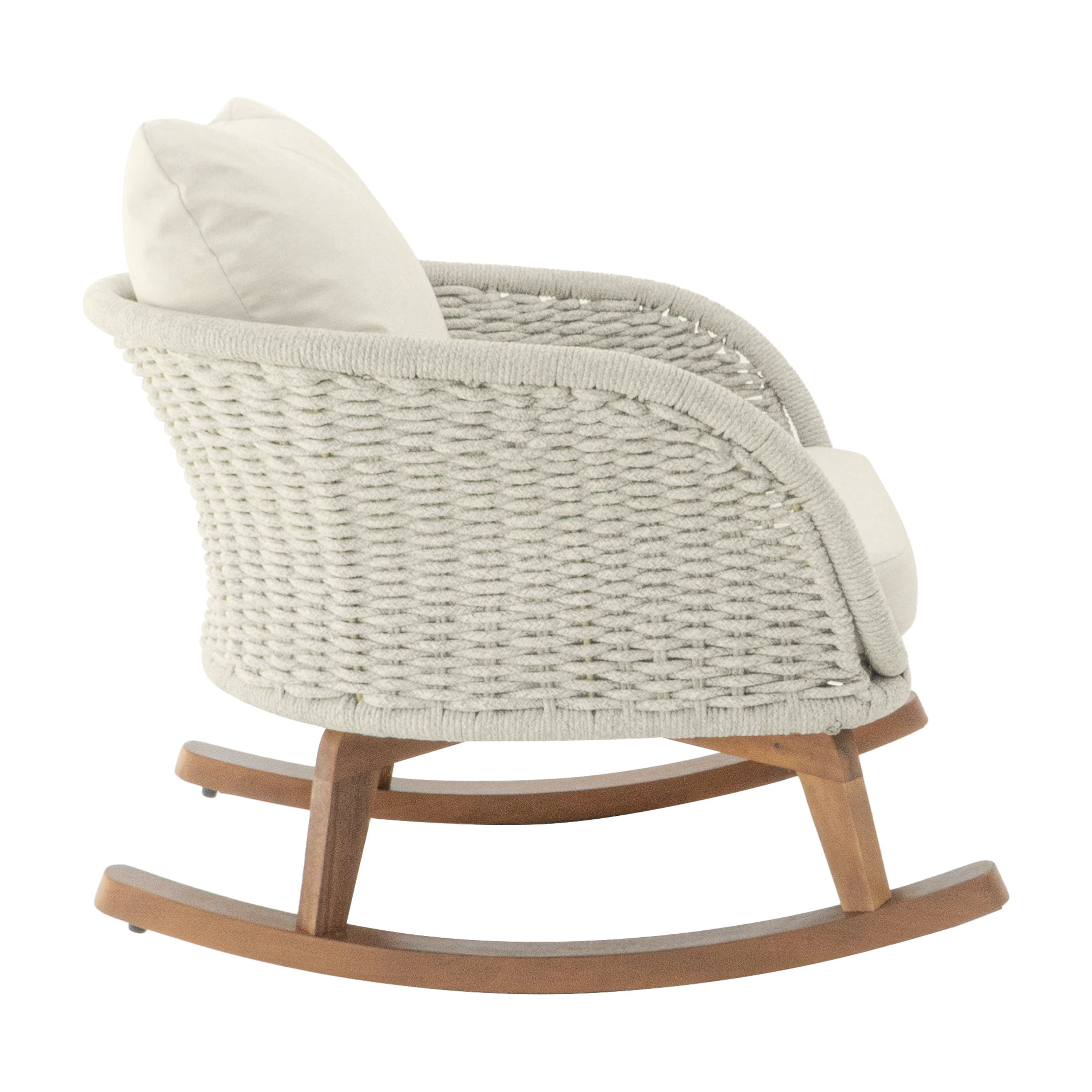 Euroco Modern Wicker Rocking Chair with Cushions, PE Rattan Rocker with Wooden Frame for Indoor & Outdoor Use
