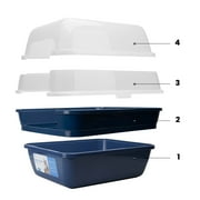 Petfamily Extra Large Cat Litter Box, Color Navy Blue, Jumbo Hooded, 21.50 x 17.90 x 17.25 in