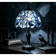 thumbnail image 6 of romoty Blue Spiderweb Stained Glass Table Lamp, 9.8 in Gothic Bat Night Light with Black Base for Halloween Bedroom Decor, 6 of 6