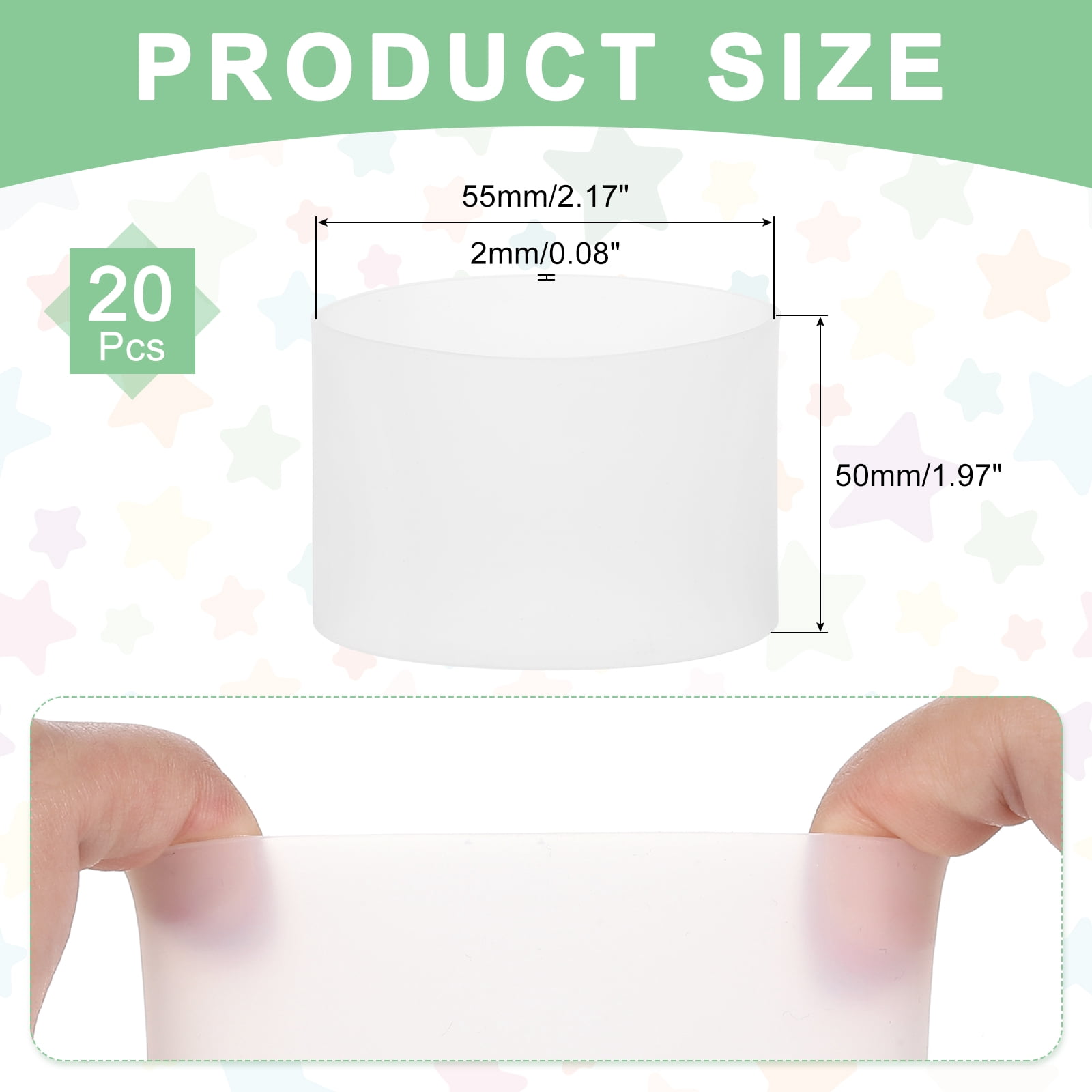 20Pcs Silicone Rubber Bands Non-slip 3.39 Inch for Art, White