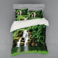 thumbnail image 2 of Ambesonne Nature Bedding Set 3 Pcs, Lake Garden Waterfall, Twin XL, Green, 2 of 3