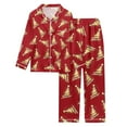 thumbnail image 5 of lightweight summer pajama sets for women short sleeve and shorts breathable sleepwear Women's Christmas Printed Button Pocket Long Sleeved Pants Home Sleepwear Set, 5 of 5