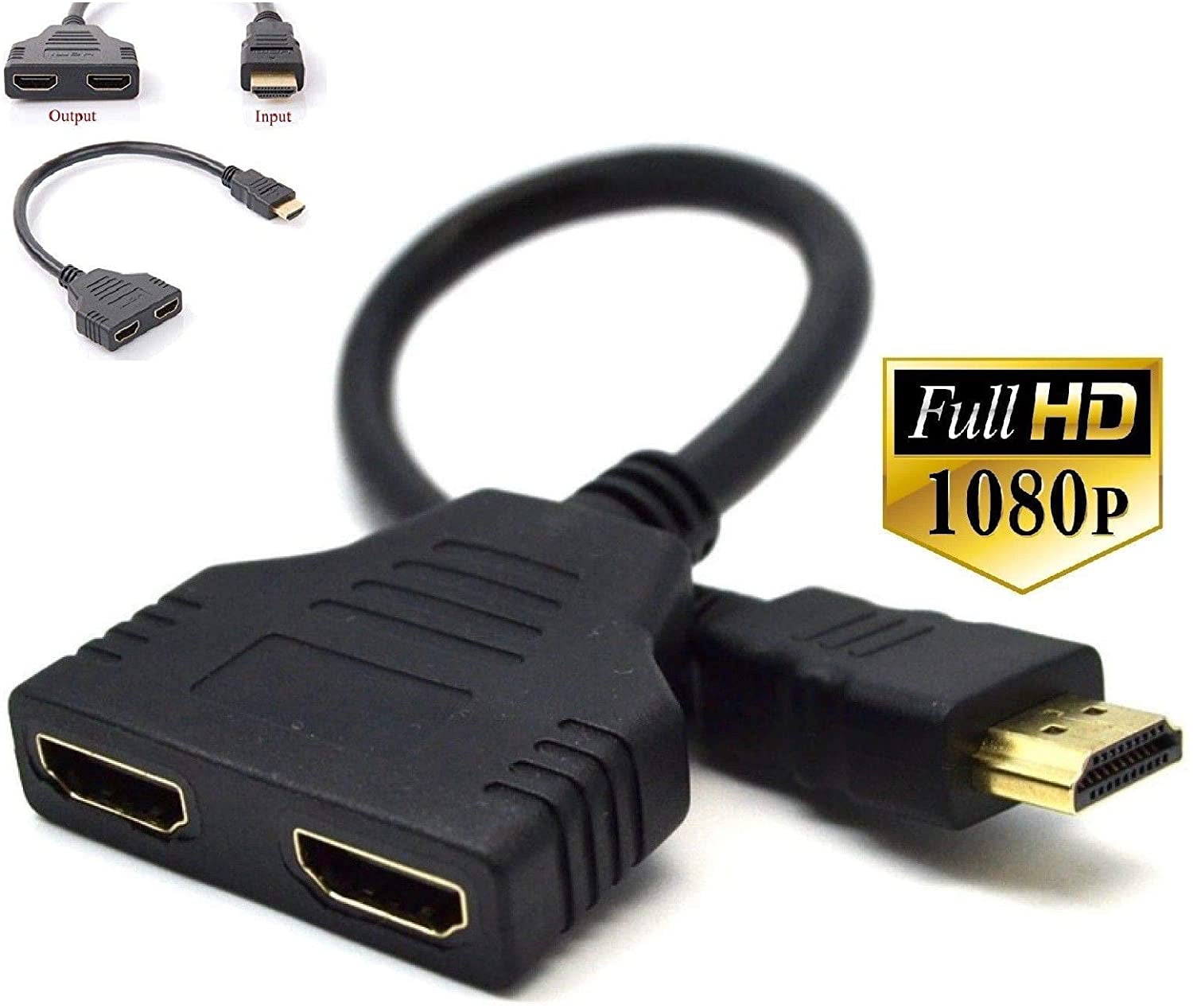 HDMI Cable Splitter 1 in 2 Out HDMI Adapter Cable HDMI Male to Dual HDMI Female 1 to 2 Way for HDMI HD LED TV ps3 Two Out Signal One in Support Two TVs at The Same Time 