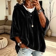 thumbnail image 3 of FAHUOMU Women's Pullover Hoodies Three Quarter Sleeve Drawstring Velour Tops Casual Loose Fit Warm Fall Winter Clothes, 3 of 8