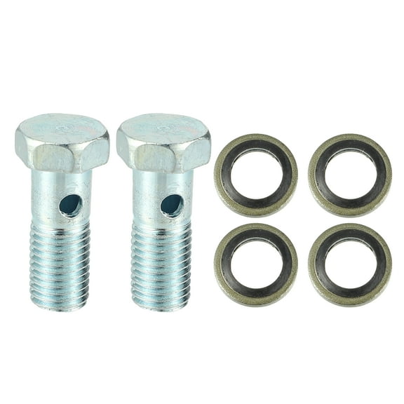 2 Set Universal Auto Banjo Bolt Brake Line Fitting Adapter Kit M10 x 1.25 with Washer