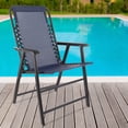thumbnail image 6 of Pure Garden Portable Folding Camping Chairs with Textilene Fabric and Bungee Suspension, Navy, Set of 2, 6 of 8