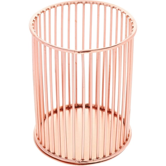 GOOHOCHY Desk Pen Pot Rose Gold Iron Pen Container Simple Style Bookstore 1Pack