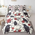 thumbnail image 1 of YST 7-Piece Halloween Raven Comforter Set, Sugar Skull Reversible Bed In A Bag, King – Gothic Spooky Design, 1 of 5
