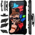 thumbnail image 1 of Compatible with T-Mobile REVVL 4 Hybrid LuxGuard Holster Phone Case Cover (Gorilla Brown), 1 of 1