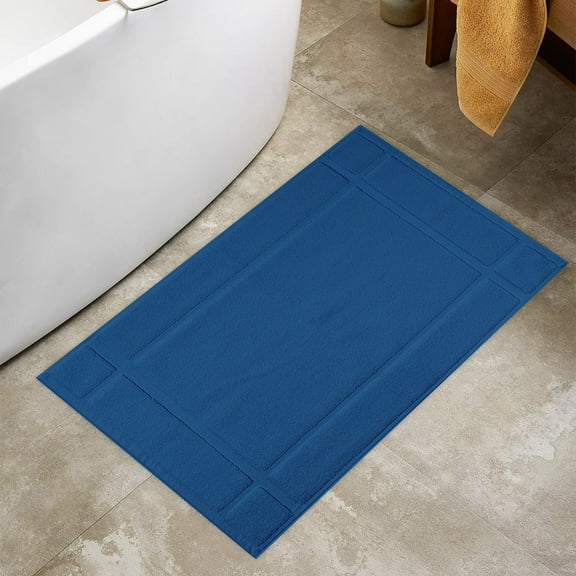 Ample Decor Cotton Bath Mats 2 Pack 34x20 inches 1350 GSM - for Bathroom Floor, Shower - Navy