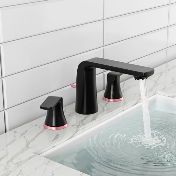 Eclife 8" Widespread 2-Handle 3 Hole Bathroom Faucet Full Brass, 4" Height, Rose Black Decor