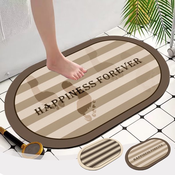 Fiudx Alfombra de Baño Superabsorbente de Secado Rápido, Base de Goma Antideslizante, Fácil de Limpiar, Versátil, para Baño, Lavandería, Cocina, Parte Frontal de Bañera, Color Caqui, 40 X 60 Cm
