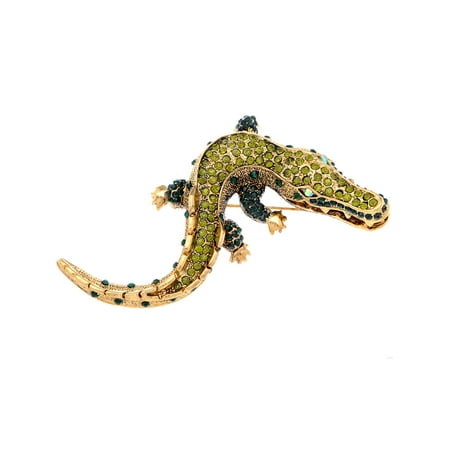 - Feinuhan Yellow Golden Tone Green Rhinestones Baby Alligator Crocodile Brooch Pin