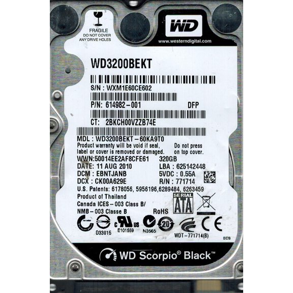 Western Digital WD3200BEKT-60KA9T0 320GB DCM: EBNTJANB