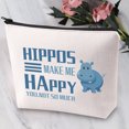 thumbnail image 3 of Hippos Lover Cosmetic Bag Hippopotamus Gift Hippos Make Me Happy You Not So Much Animal Hippos Lover Gifts Travel Zipper Pouch Hippo Gifts, 3 of 6