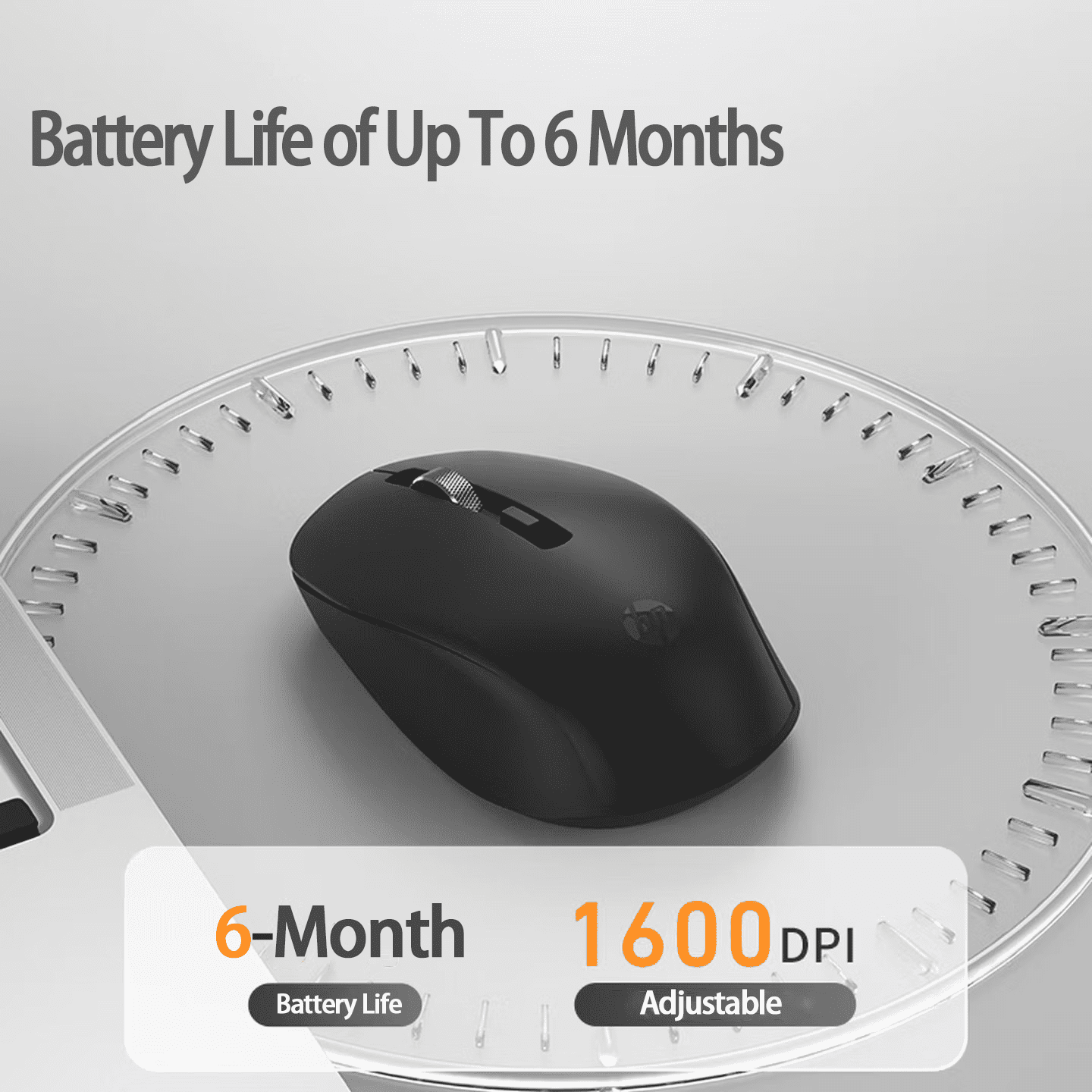 HP S1000 Plus Quiet Wireless Mouse, Dual Bluetooth & 2.4GHz, Quiet Clicks, 24-Month Battery,1600 DPI, Ambidextrous, Eco-Friendly Design, Multi-OS, Black