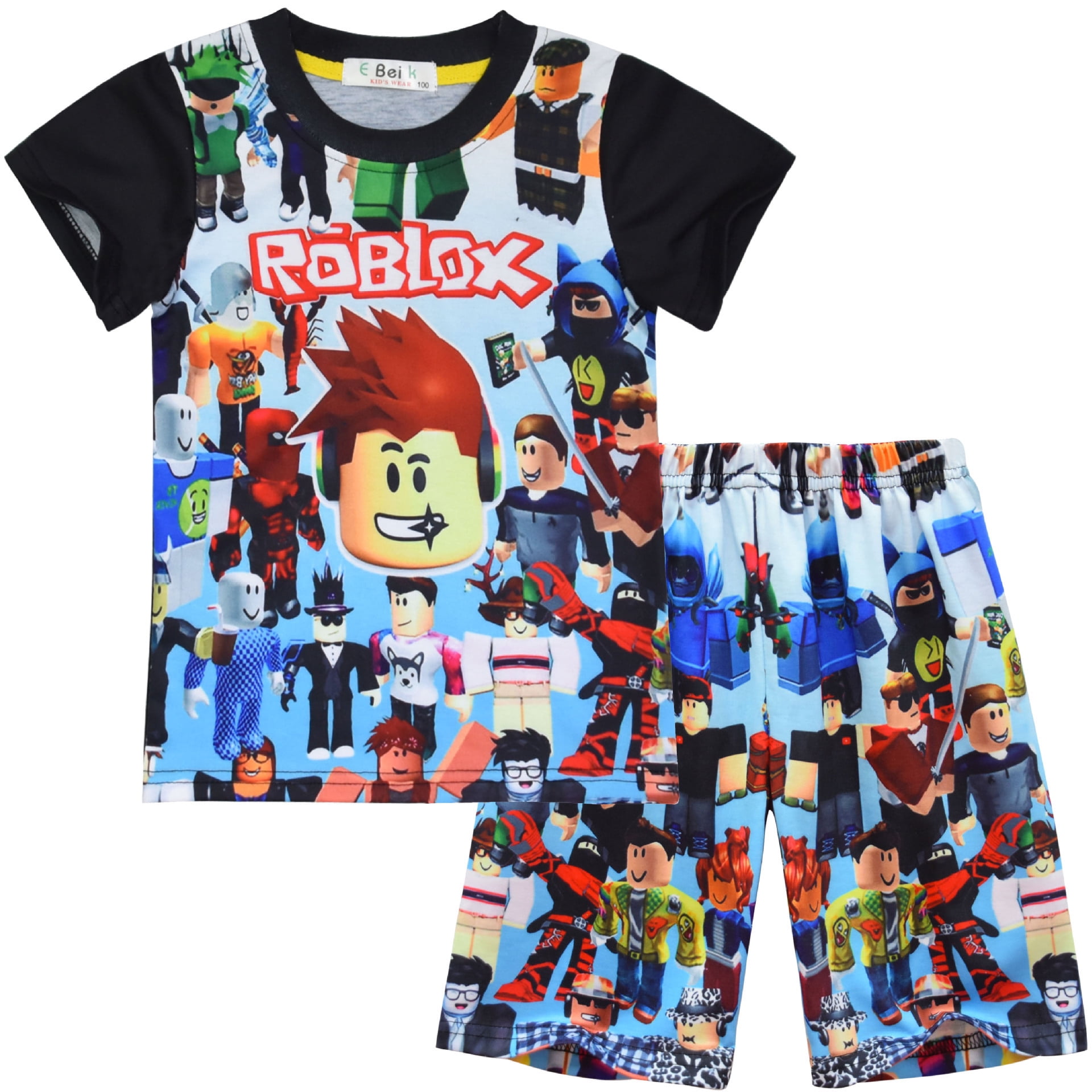 Roblox Boys Pajamas Short Sleeve T Shirt Trousers Pajamas Suit Girls 3D Game Character Pajamas HAPDEN Walmart