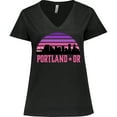 thumbnail image 3 of Inktastic Portland Oregon Retro Sunset Skyline Women's Plus Size V-Neck T-Shirt, 3 of 5