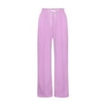 thumbnail image 4 of Girls Sweatpants Casual Elastic Waisted Wide Leg Pants Fashion Loose Straight Joggers with Drawstring Size 4-15, 4 of 6