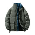 thumbnail image 1 of Styesk Vestes pour Hommes Hommes Décontracté Bloc de Couleur Poche Zippée Col Rabattu Manches Longues Parkas, 1 of 6