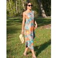 thumbnail image 5 of Vestido Zeagoo para mujer, bohemio, verano, playa, estampado de hojas tropicales, 5 of 5