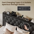 thumbnail image 3 of Bolvdo Bed Frame with Leather Upholstered Headboard, Lockable Storage, Queen Size, Black, 3 of 8