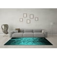 thumbnail image 3 of Ahgly Company Indoor Round Oriental Turquoise Blue Industrial Area Rugs, 5' Round, 3 of 4