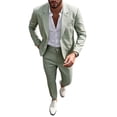 thumbnail image 2 of HBYJLZYG Men's Summer Lightweight Suit Set 2 Piece Blazer and Trousers, Business Casual Formal Wedding Outfit, Slim Fit Long Sleeve Jacket Pants, 2 of 5