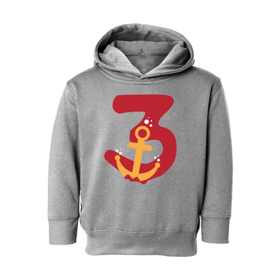 3rd Birthday Toddler Hoodie Anchor Three Boys Girls Cute Hoodie I'm Three Anchor Fleece Hooded Sweatshirt for Kids