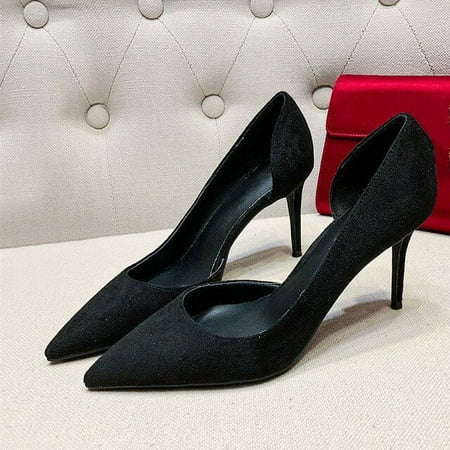

YCNYCHCHY Sexy Women 6cm 8cm High Heels Blue Pink Pumps Pointed Toe Genuine Suede Leather Shoes For Woman Ladies Wedding Bride