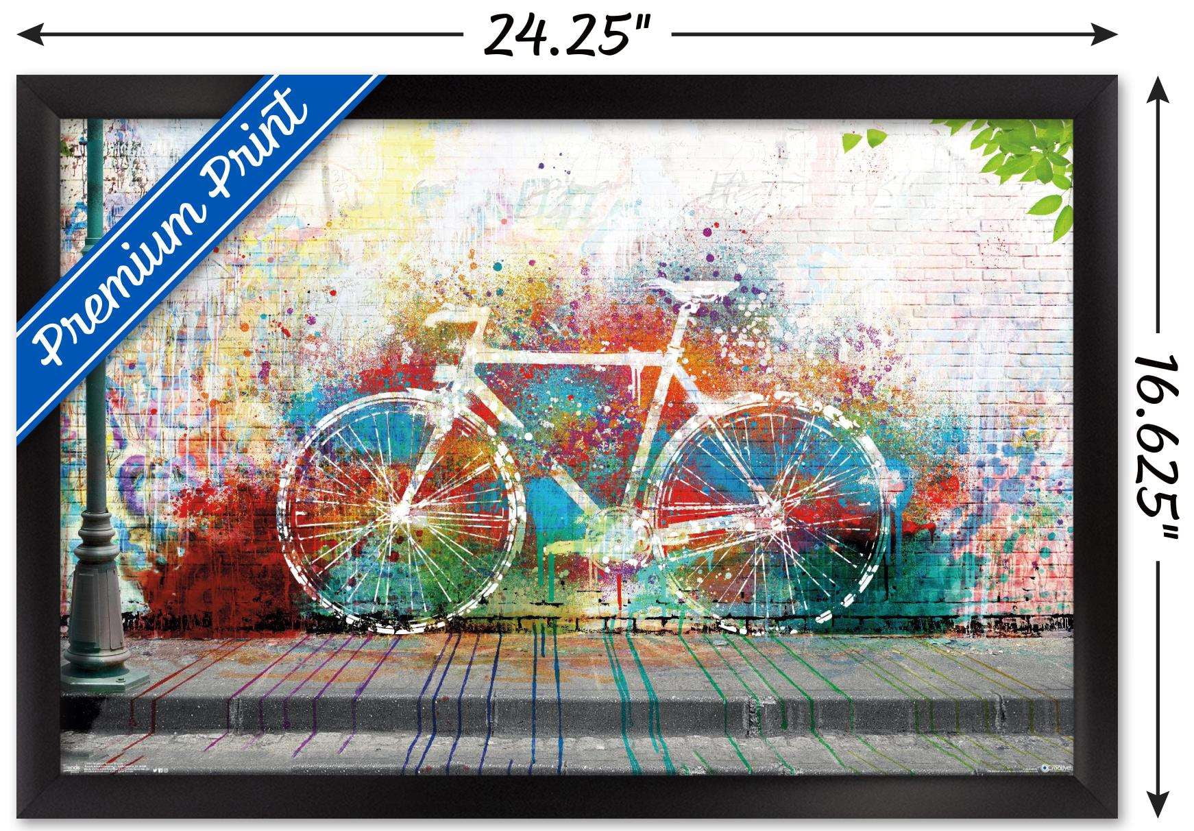 Ghost Bike Wall Poster, 14.725" x 22.375", Framed