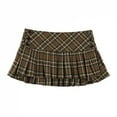thumbnail image 2 of Y2k Preppy Style Plaid Print Pleated Mini Skirt Women Summer Causal Low Waist Skirts For Women Green Plaid Skirt Vacation Ouftis, 2 of 9