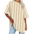 thumbnail image 2 of Fiudx Ofertas Flash Artículos En Oferta Camiseta Informal con Estampado de Letras para Mujer, Top de Manga Corta con Cuello Redondo y Hombros Caídos, 2 of 4