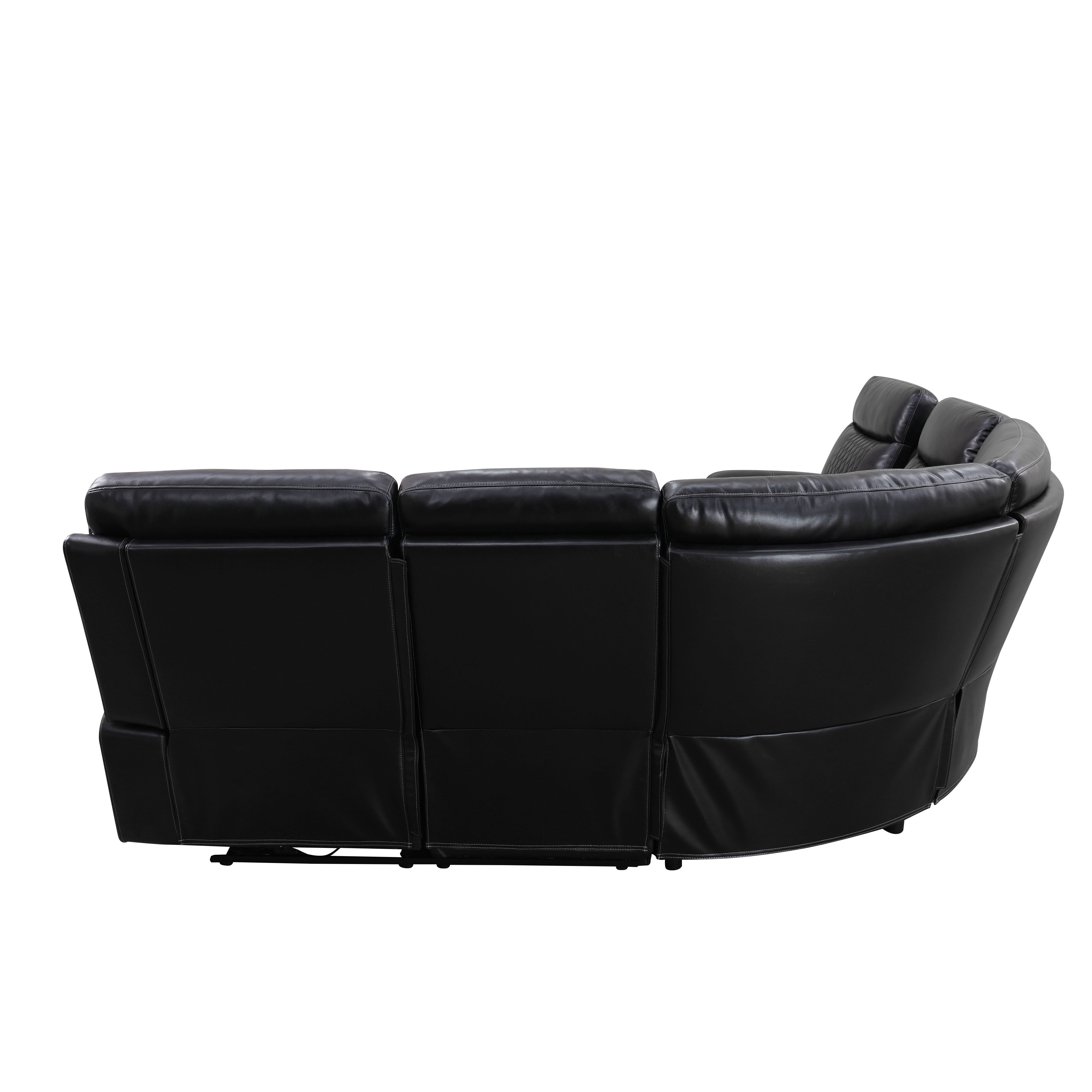 MAYEERTY Oversized Power Recliner Sectional Sofa, L-Shape Corner Couch with USB Charging, Storage Slot, Cup Holders & LED, Semi PU Leather for Living Room, Black
