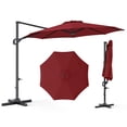 thumbnail image 1 of Costway 10 FT Patio Cantilever Umbrella with 360° Rotation, Easy Tilt Adjustment, 8 Ribs Wine, 1 of 10