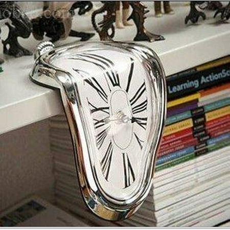 SINLOOG Melting Clock Table Melting Time Flow Desk Clock, Decorative & Funny, Salvador Dali Inspired Twisted clock clock Home Furnishing fashion creative clock The best gift for (Best Time Clock System)