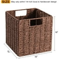 thumbnail image 3 of Wicker Storage Baskets, Set of 2 Hand-Woven Storage Baskets for Shelves with Handles, Foldable Cube Storage Baskets Bins Organizer 13 inch Large Wicker Baskets for Pantry Bedroom Decor, Brown, 3 of 13