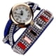 thumbnail image 1 of Reloj femenino de cuarzo con banda de cuero de PU envuelto en diamantes de imitación brillantes (azul real), 1 of 5